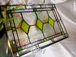 Stained Glass Panel Window Vibrant Yellow and Iridescent Glass 10.5X14. 5