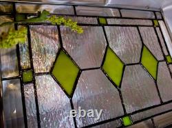 Stained Glass Panel Window Vibrant Yellow and Iridescent Glass 10.5X14. 5