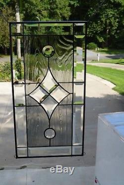 Stained Glass Panel and Beveled Transom withGray Background