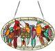 Stained Glass Panel for Window Suncatchers Tiffany Style Round Nature Birds