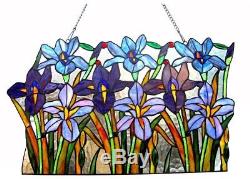 Stained Glass Panel for Window Tiffany Style Suncatchers Iris Flowers Victorian