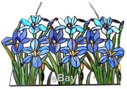Stained Glass Panel for Window Tiffany Style Suncatchers Iris Flowers Victorian