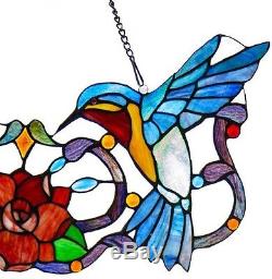 Stained Glass Panel for Window Tiffany Style Suncatchers Victorian Hummingbirds