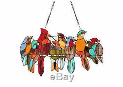 Stained Glass Panel for Window Tiffany Style Victorian Birds Flock Suncatchers