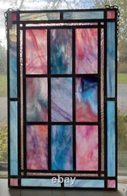 Stained Glass Panel in Blues and Pinks