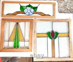 Stained Glass Panels Set Of 3 Size 19x20, 26x8 and 15 1/2x 16