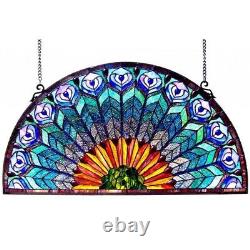 Stained Glass Peacock Design Tiffany Style Window Panel Suncatcher