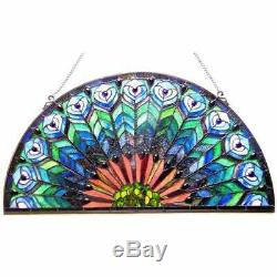 Stained Glass Peacock Design Tiffany Style Window Panel Suncatcher