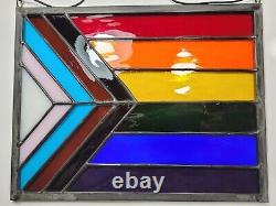 Stained Glass Pride Flag LGBTQ Panel Sun Catcher 7.5 x 11 Community, Inclusive