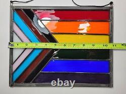 Stained Glass Pride Flag LGBTQ Panel Sun Catcher 7.5 x 11 Community, Inclusive