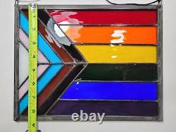 Stained Glass Pride Flag LGBTQ Panel Sun Catcher 7.5 x 11 Community, Inclusive