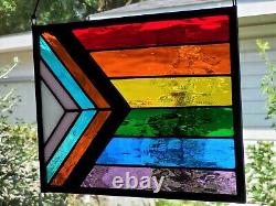 Stained Glass Pride Flag LGBTQ Panel Sun Catcher 7.5 x 11 Community, Inclusive