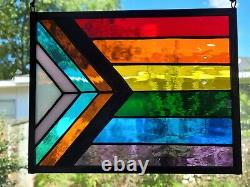 Stained Glass Pride Flag LGBTQ Panel Sun Catcher 7.5 x 11 Community, Inclusive