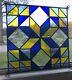 Stained Glass Quilted Square Panel 9 Inch Blue, Yellow, Clear FREE SHIPPING