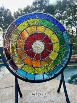 Stained Glass Rainbow Mandala Panel 12D