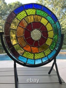 Stained Glass Rainbow Mandala Panel 12D