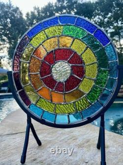Stained Glass Rainbow Mandala Panel 12D