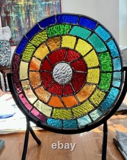 Stained Glass Rainbow Mandala Panel 12D
