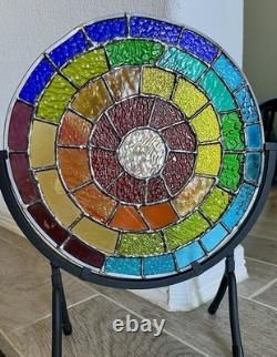 Stained Glass Rainbow Mandala Panel 12D