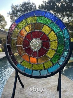 Stained Glass Rainbow Mandala Panel 12D