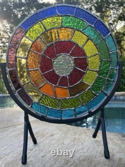 Stained Glass Rainbow Mandala Panel 12D