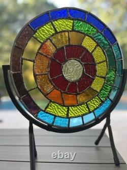 Stained Glass Rainbow Mandala Panel 12D