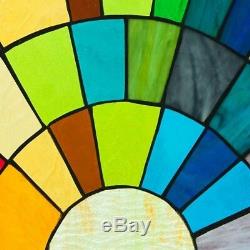 Stained Glass Rainbow Window Panel Handcrafted Tiffany Style 20 x 12
