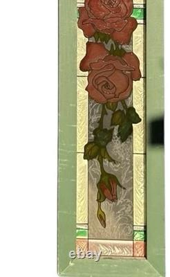 Stained Glass Red Roses Floral Panel Art Nouveau Tiffany Style Window Decor