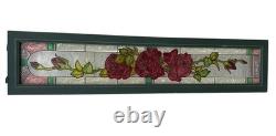 Stained Glass Red Roses Floral Panel Art Nouveau Tiffany Style Window Decor