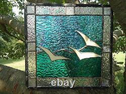 Stained Glass Seagull Suncatcher Sail Panel Window Tiffany Style 10x10