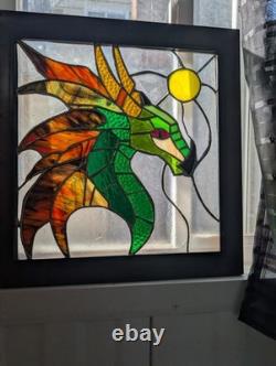 Stained Glass Suncatcher Hanging Window Panel DRAGON