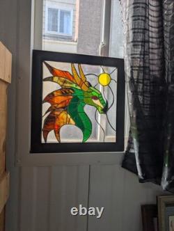 Stained Glass Suncatcher Hanging Window Panel DRAGON
