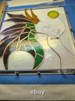 Stained Glass Suncatcher Hanging Window Panel DRAGON