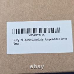 Stained Glass Suncatcher Multicolor Fall Gnome Pumpkin Leaf Hanging Window Panel