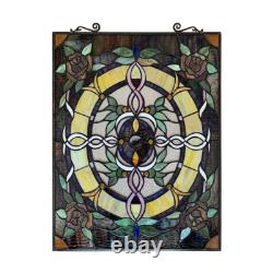 Stained Glass Suncatcher Roses & Vines Window Panel 24 Tall x 18 Wide