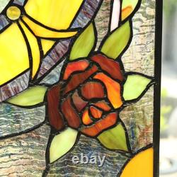 Stained Glass Suncatcher Roses & Vines Window Panel 24 Tall x 18 Wide