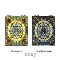 Stained Glass Suncatcher Roses & Vines Window Panel 24 Tall x 18 Wide