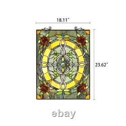Stained Glass Suncatcher Roses & Vines Window Panel 24 Tall x 18 Wide