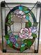 Stained Glass Suncatcher, Window Hanging, Flower, Rose, Pink Stained Glass Panel