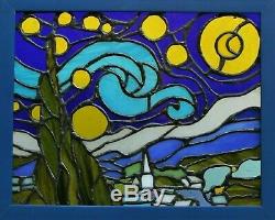 Stained Glass Tiffany Panel Van Gogh Starry Night Limited Edition