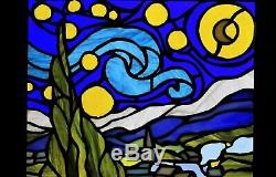 Stained Glass Tiffany Panel Van Gogh Starry Night Limited Edition