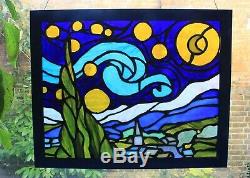 Stained Glass Tiffany Panel Van Gogh Starry Night Limited Edition