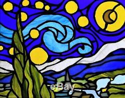 Stained Glass Tiffany Panel Van Gogh Starry Night Limited Edition