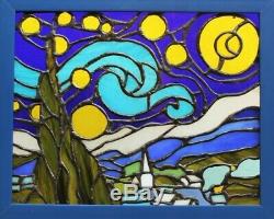 Stained Glass Tiffany Panel Van Gogh Starry Night Limited Edition