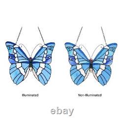 Stained Glass Tiffany Style Butterfly Design Hanging Window Panel Suncatcher