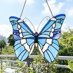 Stained Glass Tiffany Style Butterfly Design Hanging Window Panel Suncatcher