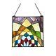 Stained Glass Tiffany Style Colorful Kaleidoscope Geometric Design Window Panel