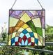 Stained Glass Tiffany Style Geometric Design Hanging Window Panel Suncatcher