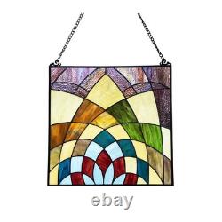 Stained Glass Tiffany Style Geometric Design Hanging Window Panel Suncatcher