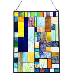 Stained Glass Tiffany Style Geometric Mosaic Design Hanging Window Panel